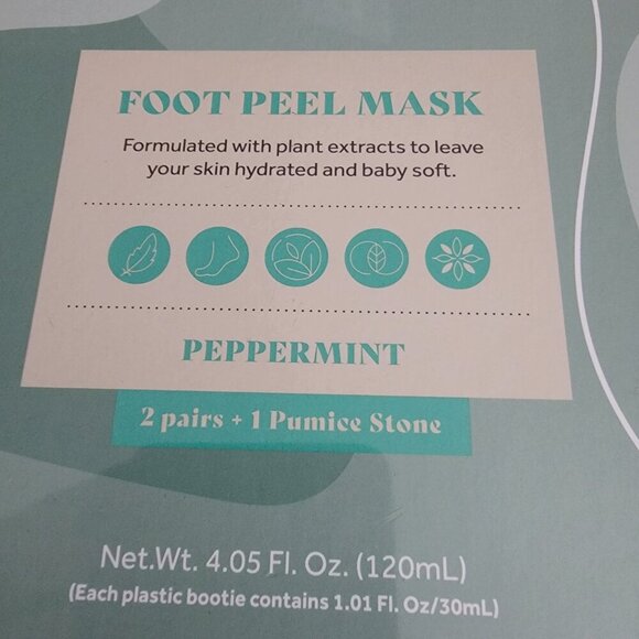 Thealto Peppermint Foot Peel Mask Set - 2 Pairs + Pumice Stone - Picture 7 of 11